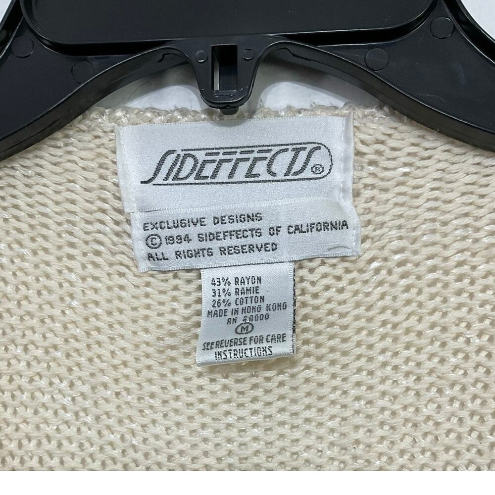 VTG 90s Sideeffects Faux Pearl & Diamond Cardigan Button Size Medium Romantic - Picture 8 of 10